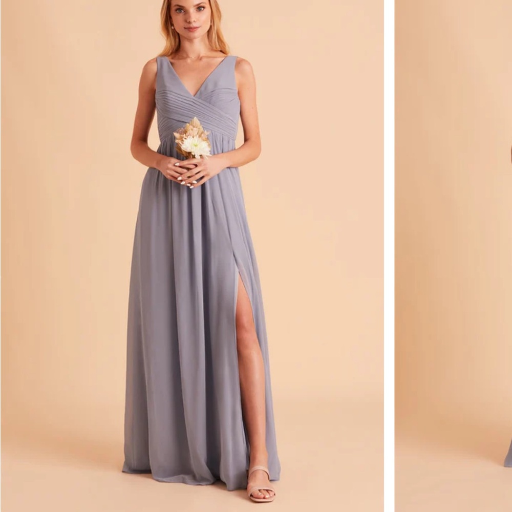 Birdy Grey Laurie Empire Dress Color: Dusty Blue, Size: L